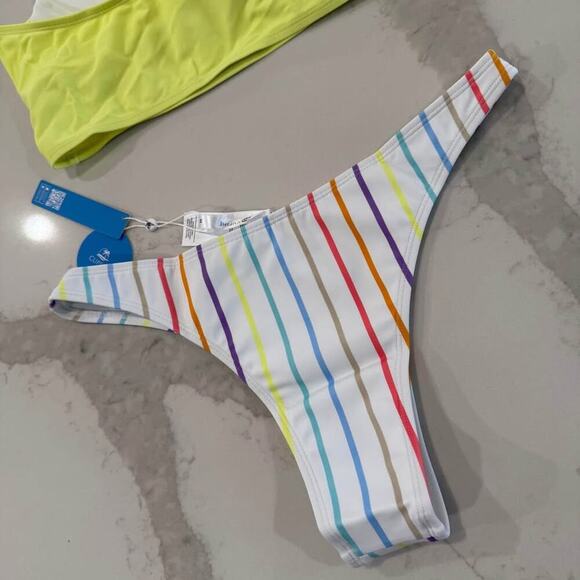Cupshe NWT Stripe Bandeau Ultra Cheeky Hipster Bathing Suit Set Women's Medium - Picture 10 of 10